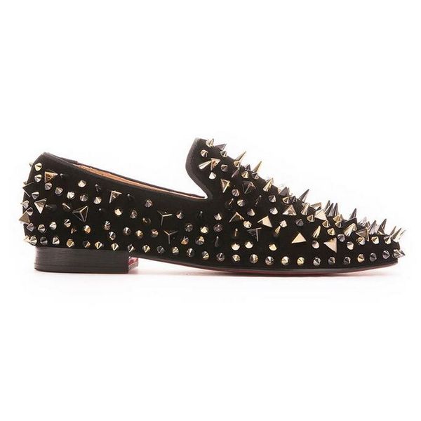 men loafers brand red bottom mens shoes luxury designer fashion dandelion spikes rivets casual dress shoe new studd red sole low male flats, Black
men loafers brand red bottom mens shoes luxury designer fashion dandelion spikes rivets casual dress shoe new studd red sole low male flats, Black