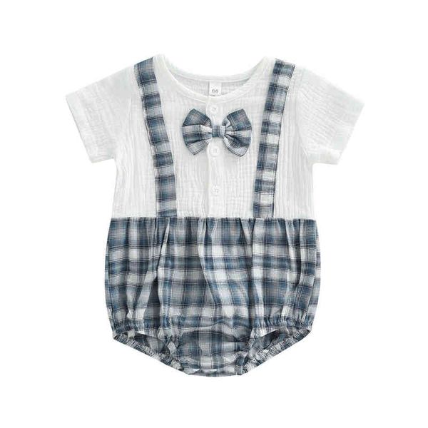 rompers newborn baby boy short sleeve bodysuit fake two piece style round neck bowtie jumpsuit plaid summer new clothing j220922, Blue
rompers newborn baby boy short sleeve bodysuit fake two piece style round neck bowtie jumpsuit plaid summer new clothing j220922, Blue