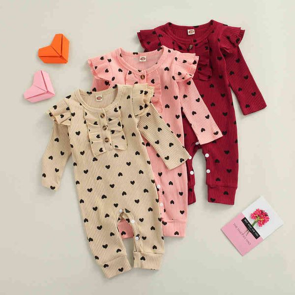 rompers 024m newborn baby girls clothing costumes cotton knitted long sleeves heart print romper jumpsuit clothing j220922, Blue 
rompers 024m newborn baby girls clothing costumes cotton knitted long sleeves heart print romper jumpsuit clothing j220922, Blue