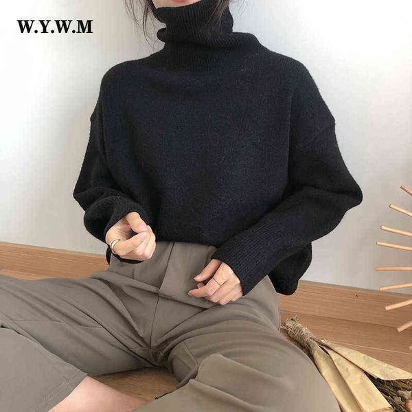 women's sweaters wywm 2021 winter knitted cashmere sweater women elegant loose warm turtle neck sweater vintage outfit lazy slungel fem, White;black
women's sweaters wywm 2021 winter knitted cashmere sweater women elegant loose warm turtle neck sweater vintage outfit lazy slungel fem, White;black