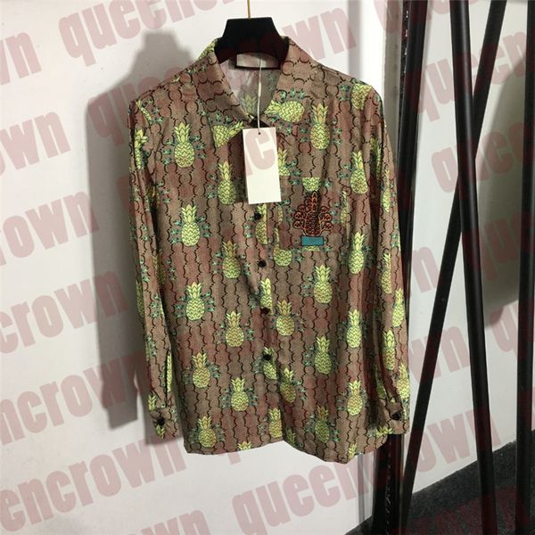 women casual shirts spring autumn thin blouses pineapple print long sleeve shirts designer blouse, White
women casual shirts spring autumn thin blouses pineapple print long sleeve shirts designer blouse, White