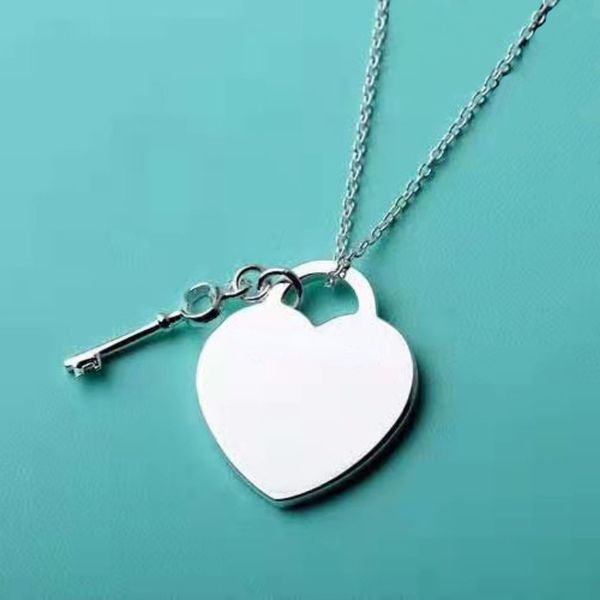 love key necklace female design heart shaped pendant chain design jewelry with box, Silver
love key necklace female design heart shaped pendant chain design jewelry with box, Silver