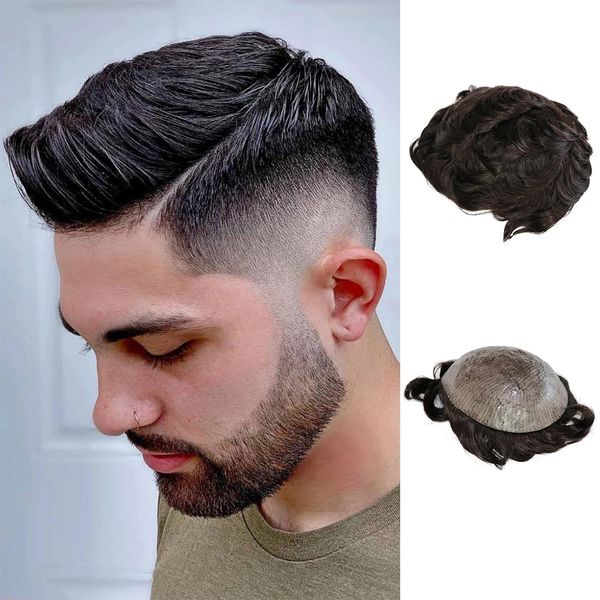 durable men toupees soft thin skin pu system natural looking remy human hair mens wig replacements hairpiece prosthesis for man, Black
durable men toupees soft thin skin pu system natural looking remy human hair mens wig replacements hairpiece prosthesis for man, Black