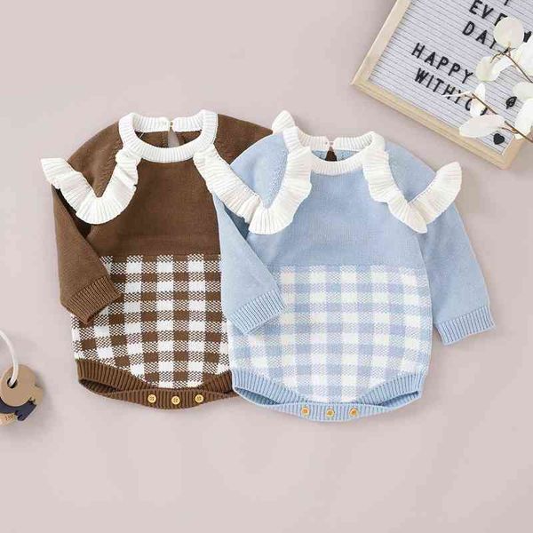 rompers autumn winter princess toddler baby girls knit romper cute long sleeves ruffle plaid jumpsuit fall winter clothes for girl j220922, Blue
rompers autumn winter princess toddler baby girls knit romper cute long sleeves ruffle plaid jumpsuit fall winter clothes for girl j220922, Blue