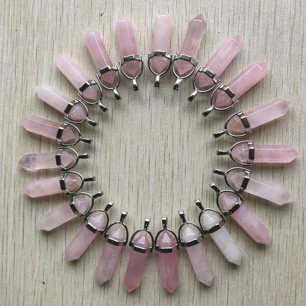 pink crystal pendant necklaces rose quartz charms hexagonal prism healing reiki point pendants for jewelry making, Silver
pink crystal pendant necklaces rose quartz charms hexagonal prism healing reiki point pendants for jewelry making, Silver