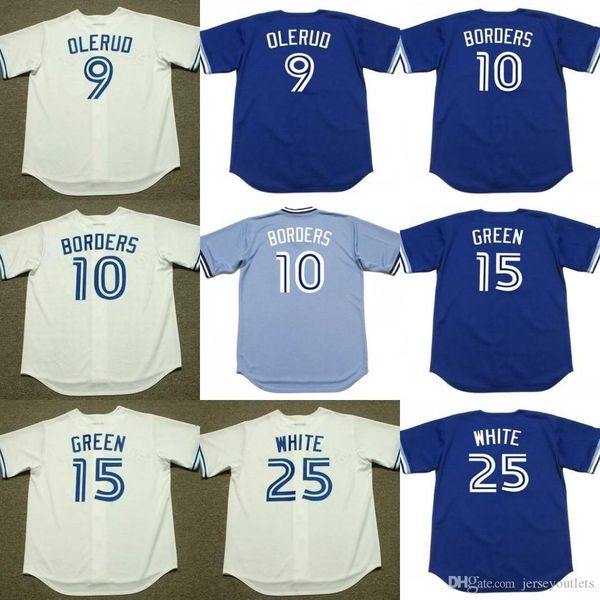 college wear men 9 john olerud 10 pat borders 15 shawn green 25 devon white toronto 1999 baseball jersey, Black
college wear men 9 john olerud 10 pat borders 15 shawn green 25 devon white toronto 1999 baseball jersey, Black