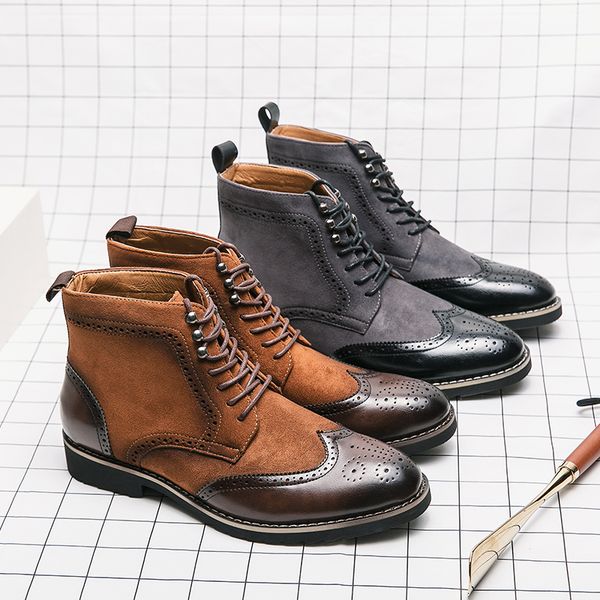 bullock carved designer men shoes martin boots splicing classic suede leather business casual fashion all-match high-lace-up dress shoe larg, Black
bullock carved designer men shoes martin boots splicing classic suede leather business casual fashion all-match high-lace-up dress shoe larg, Black
