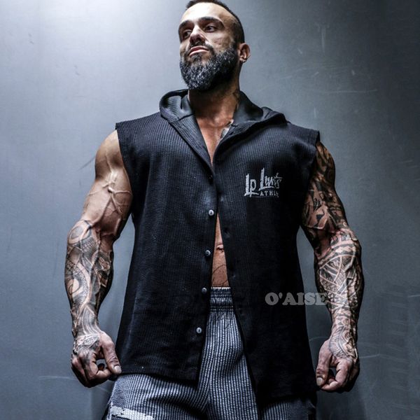 workout hooded tank button vest gym clothing fitness shirts plus size casual smj01, White;black
workout hooded tank button vest gym clothing fitness shirts plus size casual smj01, White;black