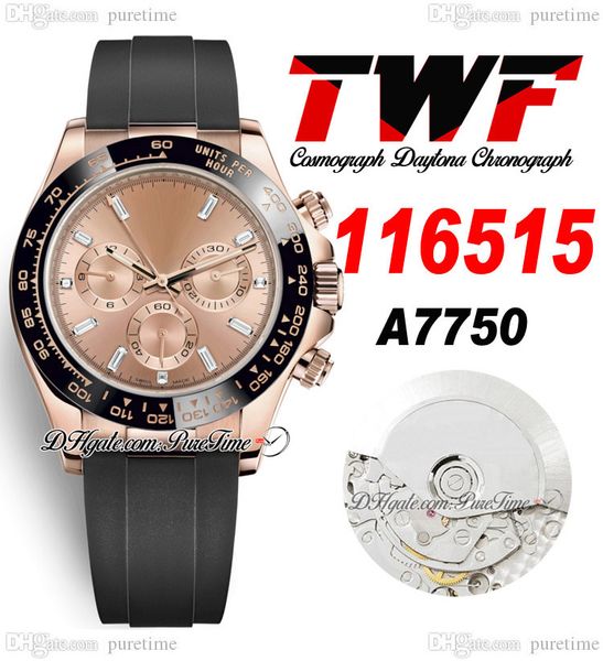 twf v2 a7750 automatic chronograph mens watch rose gold ceramic bezel champagne baguette diamond dial oysterflex rubber same serial card sup, Slivery;brown
twf v2 a7750 automatic chronograph mens watch rose gold ceramic bezel champagne baguette diamond dial oysterflex rubber same serial card sup, Slivery;brown