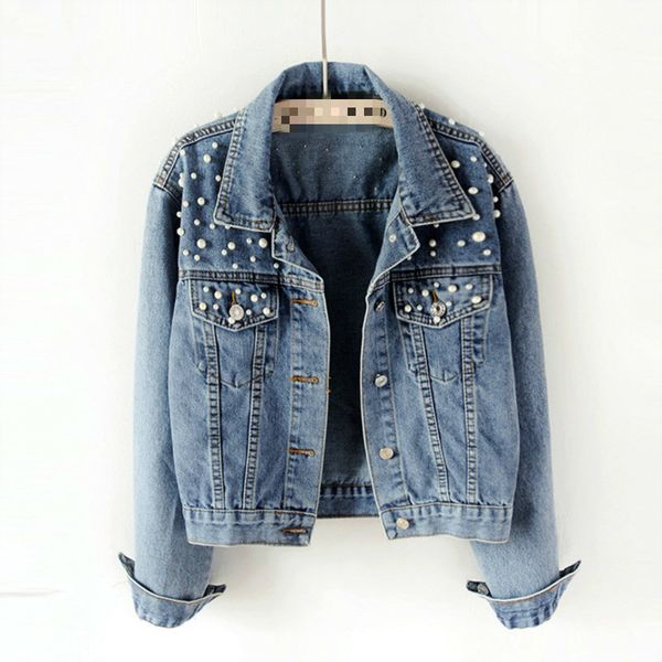 fall fashion women's denim jacket full sleeve loose button pearl short lapel wild casual, Black;brown
fall fashion women's denim jacket full sleeve loose button pearl short lapel wild casual, Black;brown