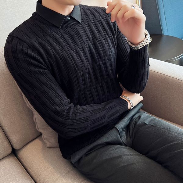 men's sweaters fake 2pieces winter thick warm knittd men clothing slim fit casual business formal wear jacquard pull homme 4xl 220923, White;black
men's sweaters fake 2pieces winter thick warm knittd men clothing slim fit casual business formal wear jacquard pull homme 4xl 220923, White;black