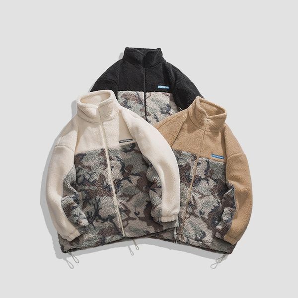 men fuzzy fluffy lambswool jackets parkas streetwear winter harajuku camouflage color block patchwork thick warm fashion coats, Black;brown
men fuzzy fluffy lambswool jackets parkas streetwear winter harajuku camouflage color block patchwork thick warm fashion coats, Black;brown