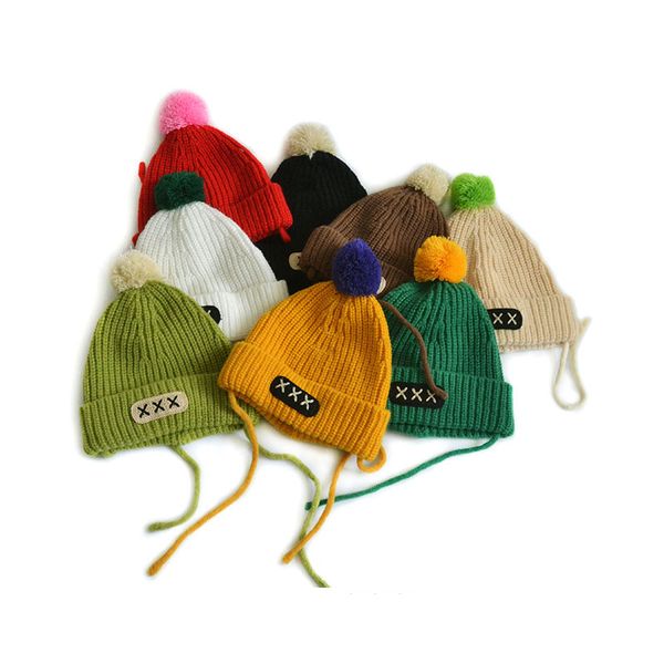 m501 autumn winter baby kids knitted hats wool ball skull caps candy color lace up children knitting warm beanie hat, Yellow
m501 autumn winter baby kids knitted hats wool ball skull caps candy color lace up children knitting warm beanie hat, Yellow