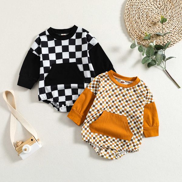 rompers baby girl boy spring autumn clothes damboard print long sleeves round neck romper jumpsuit with pocket j220922, Blue
rompers baby girl boy spring autumn clothes damboard print long sleeves round neck romper jumpsuit with pocket j220922, Blue