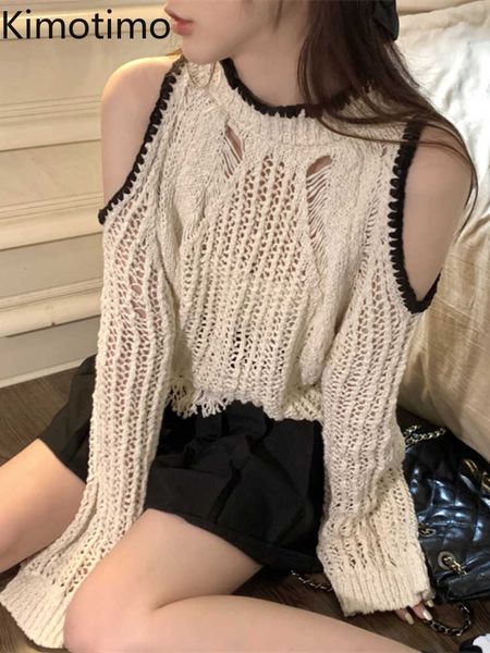women's sweaters kimotimo off shoulder long sleeve sweater women 2022 autumn hollow hole spliced tassel pullover korean chic loose shor, White;black
women's sweaters kimotimo off shoulder long sleeve sweater women 2022 autumn hollow hole spliced tassel pullover korean chic loose shor, White;black