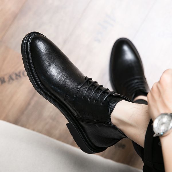zipper grid pattern designer men shoes martin boots solid color leather business casual all-match high-lace-up dress shoes size 38-45, Black
zipper grid pattern designer men shoes martin boots solid color leather business casual all-match high-lace-up dress shoes size 38-45, Black