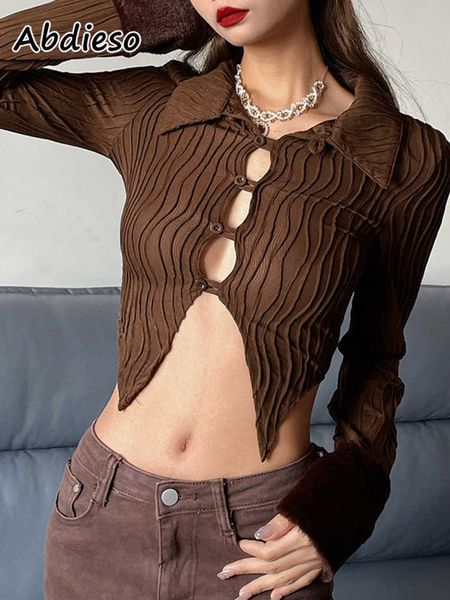 women's t-shirt abdieso brown vintage long sleeve crop y2k women hollow out fashion 2022 spring autumn button casual t shirts 90s t2301, White
women's t-shirt abdieso brown vintage long sleeve crop y2k women hollow out fashion 2022 spring autumn button casual t shirts 90s t2301, White