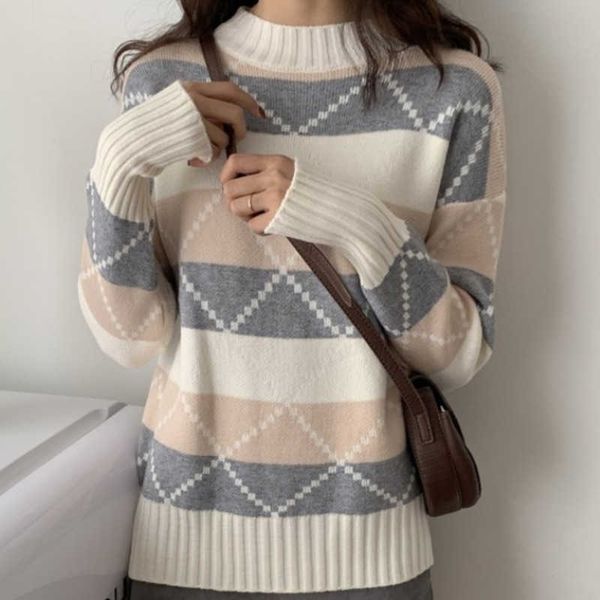 women's sweaters sweater women casual long sleeves mock neck sweater ladies depth knitted striped patchwork color jumpers autumn j2209, White;black
women's sweaters sweater women casual long sleeves mock neck sweater ladies depth knitted striped patchwork color jumpers autumn j2209, White;black