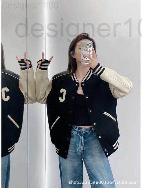 women's jackets designer ce home 22 early autumn letters sticking towel embroidery white splice leather rib bomber jacket 5pnr, Black;brown
women's jackets designer ce home 22 early autumn letters sticking towel embroidery white splice leather rib bomber jacket 5pnr, Black;brown
