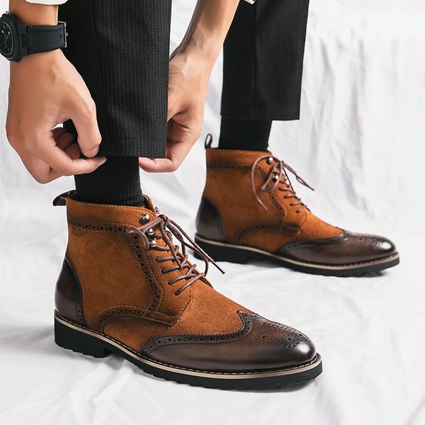 bullock carved designer men shoes martin boots splicing classic suede leather business casual all-match high-lace-up dress shoes large size, Black
bullock carved designer men shoes martin boots splicing classic suede leather business casual all-match high-lace-up dress shoes large size, Black
