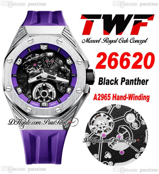twf 42 a2965 hand winding mens watch tourbillon titanium steel case 3d black panther dial purple rubber strap 2022 super edition watches pur, Slivery;brown
twf 42 a2965 hand winding mens watch tourbillon titanium steel case 3d black panther dial purple rubber strap 2022 super edition watches pur, Slivery;brown