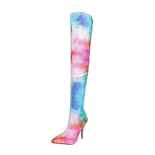 2022 women's boots autumn and winter new fashion color rhinestone stiletto pointed toe slim sleeve over the knee boots, Black
2022 women's boots autumn and winter new fashion color rhinestone stiletto pointed toe slim sleeve over the knee boots, Black