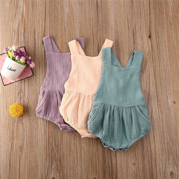 rompers summer solid cotton sleeveless romper newborn baby clothes 2020 casual girls boy kid baby jumpsuit baby outfits j220922, Blue
rompers summer solid cotton sleeveless romper newborn baby clothes 2020 casual girls boy kid baby jumpsuit baby outfits j220922, Blue