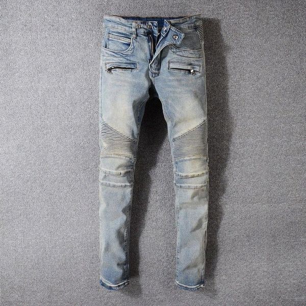 fashion streetwear men jeans slim fit spliced designer retro wash hip hop jeans men denim cargo pants motor biker e5qk#, Blue
fashion streetwear men jeans slim fit spliced designer retro wash hip hop jeans men denim cargo pants motor biker e5qk#, Blue