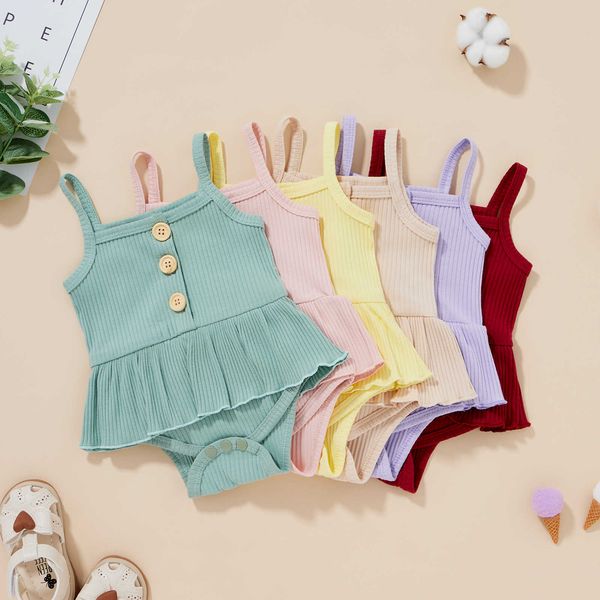 rompers toddler newborn baby girls clothes summer rompers cotton ribbed solid strap sleeveless ruffles jumpsuits 018m j220922, Blue
rompers toddler newborn baby girls clothes summer rompers cotton ribbed solid strap sleeveless ruffles jumpsuits 018m j220922, Blue