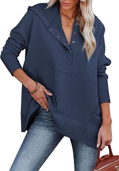 women's t-shirt womens button henley hoodies pullover long sleeve oversized hooded sweatshirt with pockets, White
women's t-shirt womens button henley hoodies pullover long sleeve oversized hooded sweatshirt with pockets, White