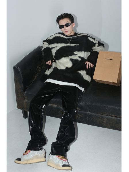 men's sweaters striped pullovers harajuku clothes design sweater personality knitted print women's korean fashion oversize hip hop, White;black
men's sweaters striped pullovers harajuku clothes design sweater personality knitted print women's korean fashion oversize hip hop, White;black