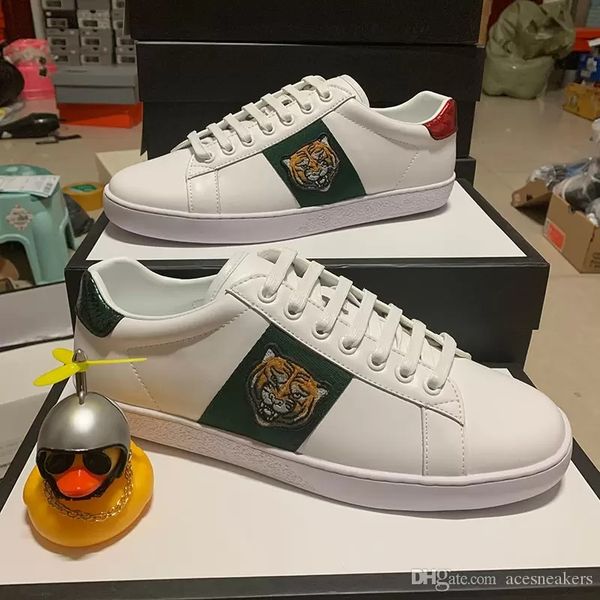 ace embroidered bee white casual shoes tiger pattern men's and women's leather sneakers w/ green box, Black
ace embroidered bee white casual shoes tiger pattern men's and women's leather sneakers w/ green box, Black