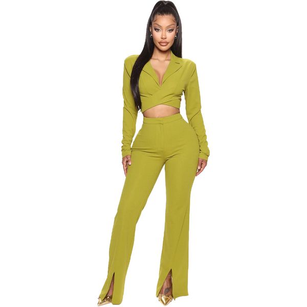 women's two piece pants cross - strap short jacket and trouser leg split suit, White
women's two piece pants cross - strap short jacket and trouser leg split suit, White