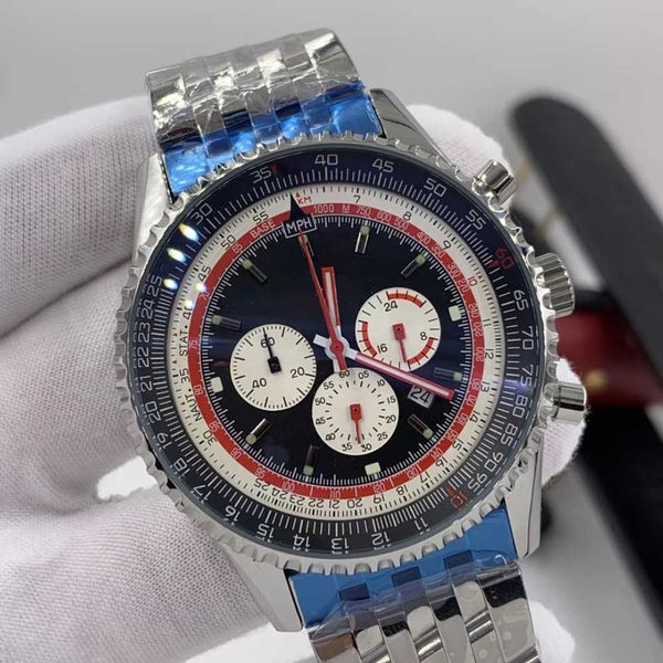46mm black dial quartz chronograph breit and ling mens watches luminous index wristwatches with slide rule markings around the outer rim
46mm black dial quartz chronograph breit and ling mens watches luminous index wristwatches with slide rule markings around the outer rim