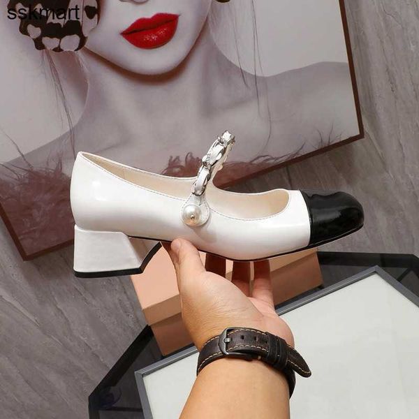 sandals designer mui marie jean women high heels white french middle heel girl pearl patent leather thick heel shoes, Black
sandals designer mui marie jean women high heels white french middle heel girl pearl patent leather thick heel shoes, Black