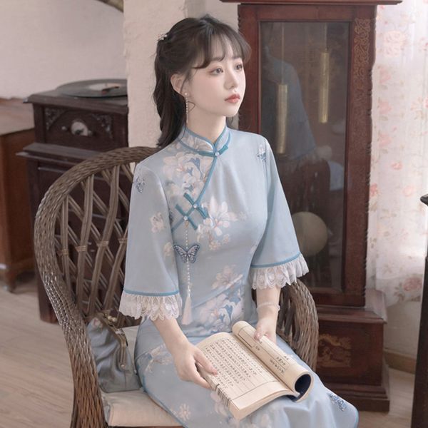 women's costume hanfu china style cheongsam improved han elements daily vintage large sleeve dress summer retro gown dress, Black;red
women's costume hanfu china style cheongsam improved han elements daily vintage large sleeve dress summer retro gown dress, Black;red