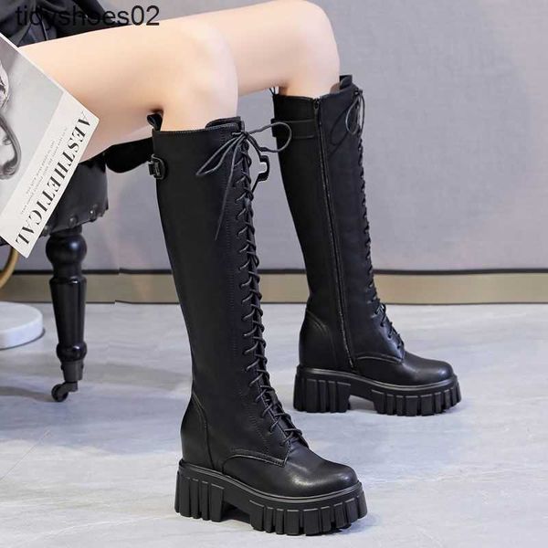high boots knee length slim knight boots women's long leather boots 2022 new women's with thick soles and laces, Black
high boots knee length slim knight boots women's long leather boots 2022 new women's with thick soles and laces, Black