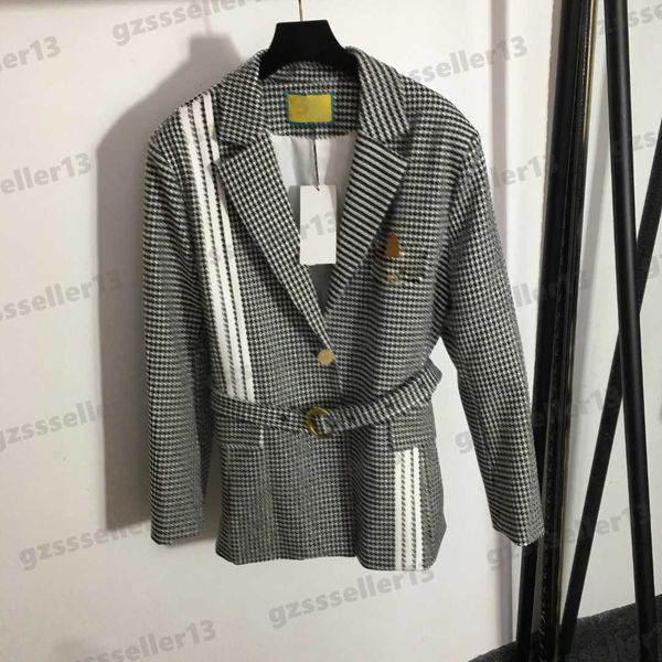 designer womens jackets co-branded embroidered letter logo jackets fashion autumn and winter lace-up slim houndstooth blazer, Black;brown
designer womens jackets co-branded embroidered letter logo jackets fashion autumn and winter lace-up slim houndstooth blazer, Black;brown