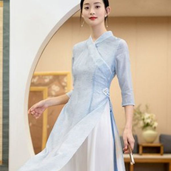women's costume hanfu chinese style improved cheongsam dress daily han elements summer retro gown dress, Black;red
women's costume hanfu chinese style improved cheongsam dress daily han elements summer retro gown dress, Black;red