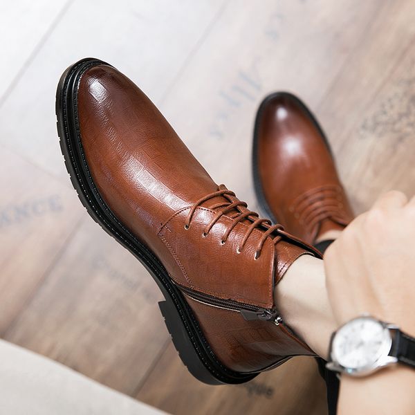 zipper grid pattern designer men shoes martin boots solid color leather business casual all-match high-lace-up dress shoes large size 38-45, Black
zipper grid pattern designer men shoes martin boots solid color leather business casual all-match high-lace-up dress shoes large size 38-45, Black