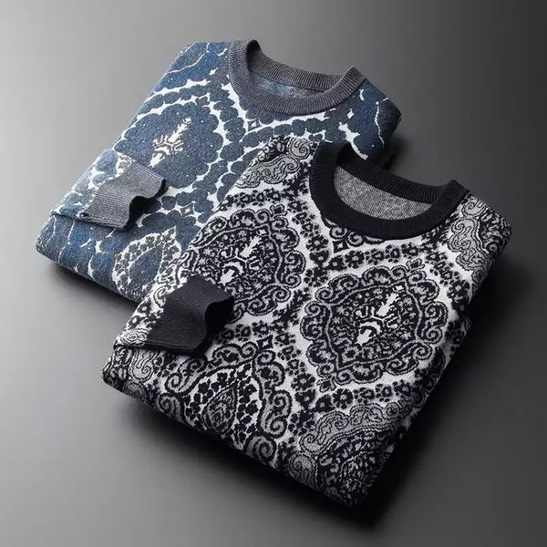 men's sweaters european and american high end boutique sweater men's autumn winter wool trend personalized jacquard slim knit 2209, White;black
men's sweaters european and american high end boutique sweater men's autumn winter wool trend personalized jacquard slim knit 2209, White;black