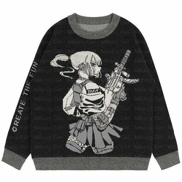 men's sweaters men oversized loose cartoon anime print women vintage y2k clothes knitted autumn cotton pullover 220923, White;black
men's sweaters men oversized loose cartoon anime print women vintage y2k clothes knitted autumn cotton pullover 220923, White;black