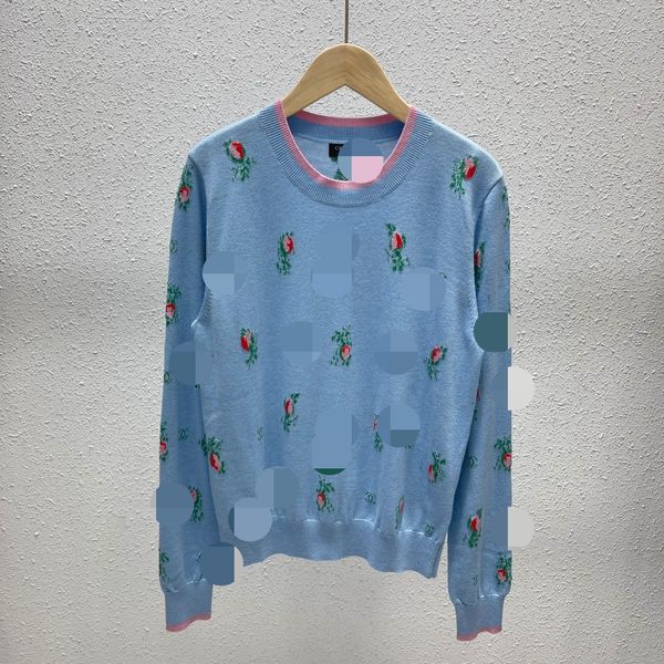 98 2022 milan style brand same style sweater crew neck long sleeve flora print blue fashion womens clothes shang, White;black
98 2022 milan style brand same style sweater crew neck long sleeve flora print blue fashion womens clothes shang, White;black