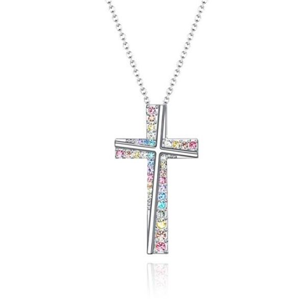 12pcs colorful rhinestone cross double pendant clavicle necklace women's personality creative simple accessories, Silver
12pcs colorful rhinestone cross double pendant clavicle necklace women's personality creative simple accessories, Silver