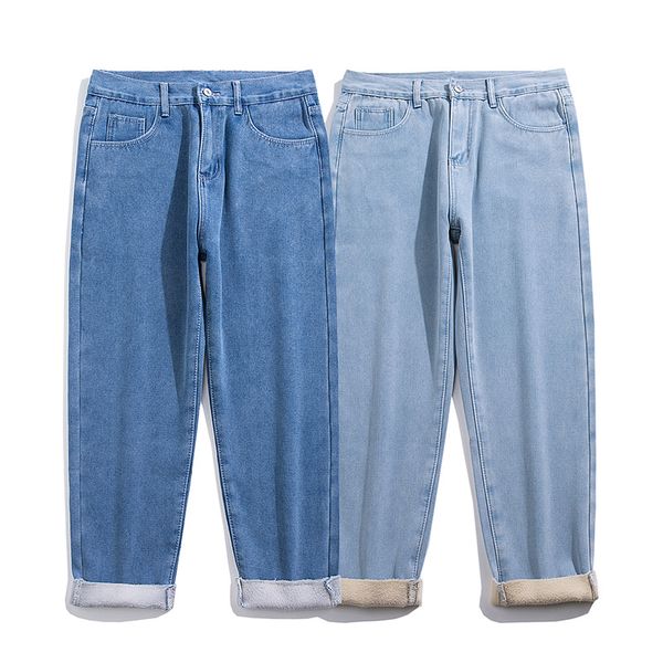 men's jeans brand streetwear fleece warm loose winter style plus velvet thick korean fashion denim trousers male pants 220923, Blue
men's jeans brand streetwear fleece warm loose winter style plus velvet thick korean fashion denim trousers male pants 220923, Blue