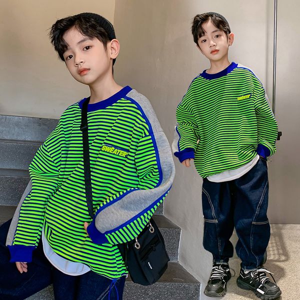 pullover boys long sleeve fashion sweatshirt autumn winter thick children s clothing striped print korean sport loose clothes 220924, Blue
pullover boys long sleeve fashion sweatshirt autumn winter thick children s clothing striped print korean sport loose clothes 220924, Blue