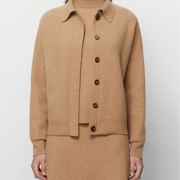 womens knits tees women sweater simple retro solid color single breasted lapel knit cardigan 220923, White 
womens knits tees women sweater simple retro solid color single breasted lapel knit cardigan 220923, White