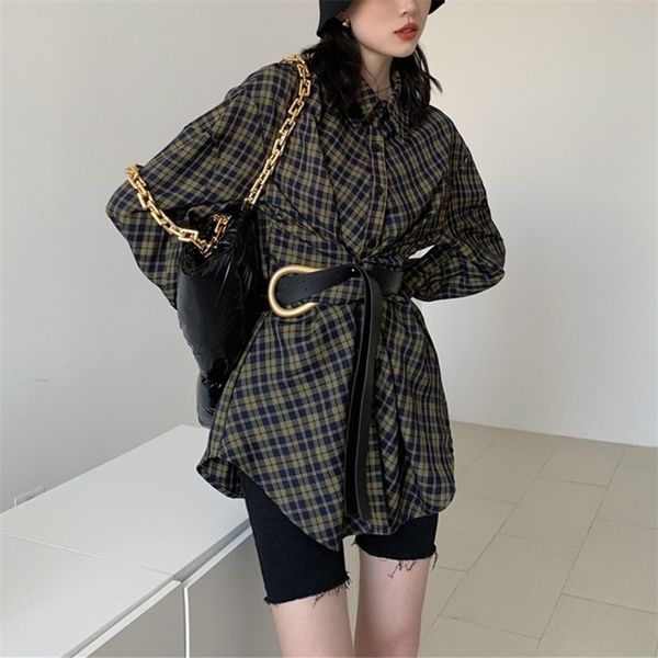 women's blouses shirts spring fashion loose plaid shirt women's blouses mid length blouse with belt vintage causal lace button 22, White
women's blouses shirts spring fashion loose plaid shirt women's blouses mid length blouse with belt vintage causal lace button 22, White