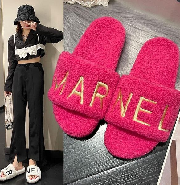 letter embroidery slippers platform flats designer shoes winter indoor fur house full furry soft fluffy plush heel non slip luxury casual la, Black
letter embroidery slippers platform flats designer shoes winter indoor fur house full furry soft fluffy plush heel non slip luxury casual la, Black