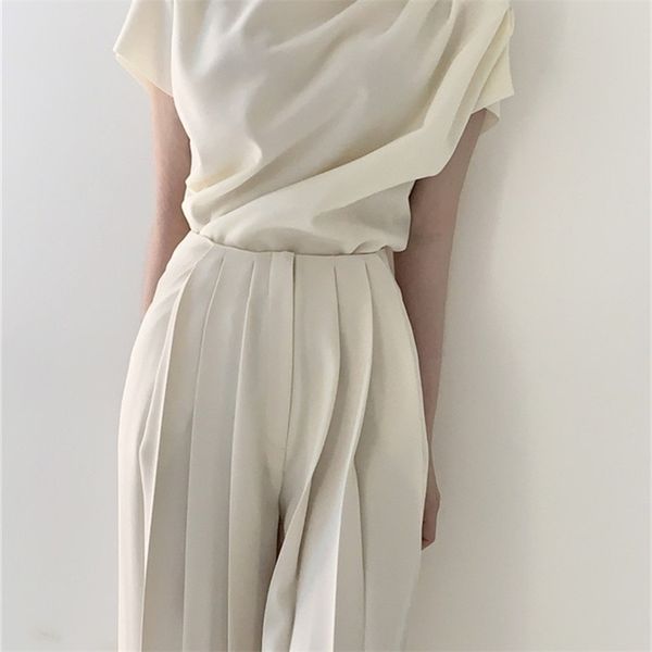women's two piece pants women summer two piece set korean chic stand collar high waist pleated casual pants trousers office lady 2 piec, White
women's two piece pants women summer two piece set korean chic stand collar high waist pleated casual pants trousers office lady 2 piec, White